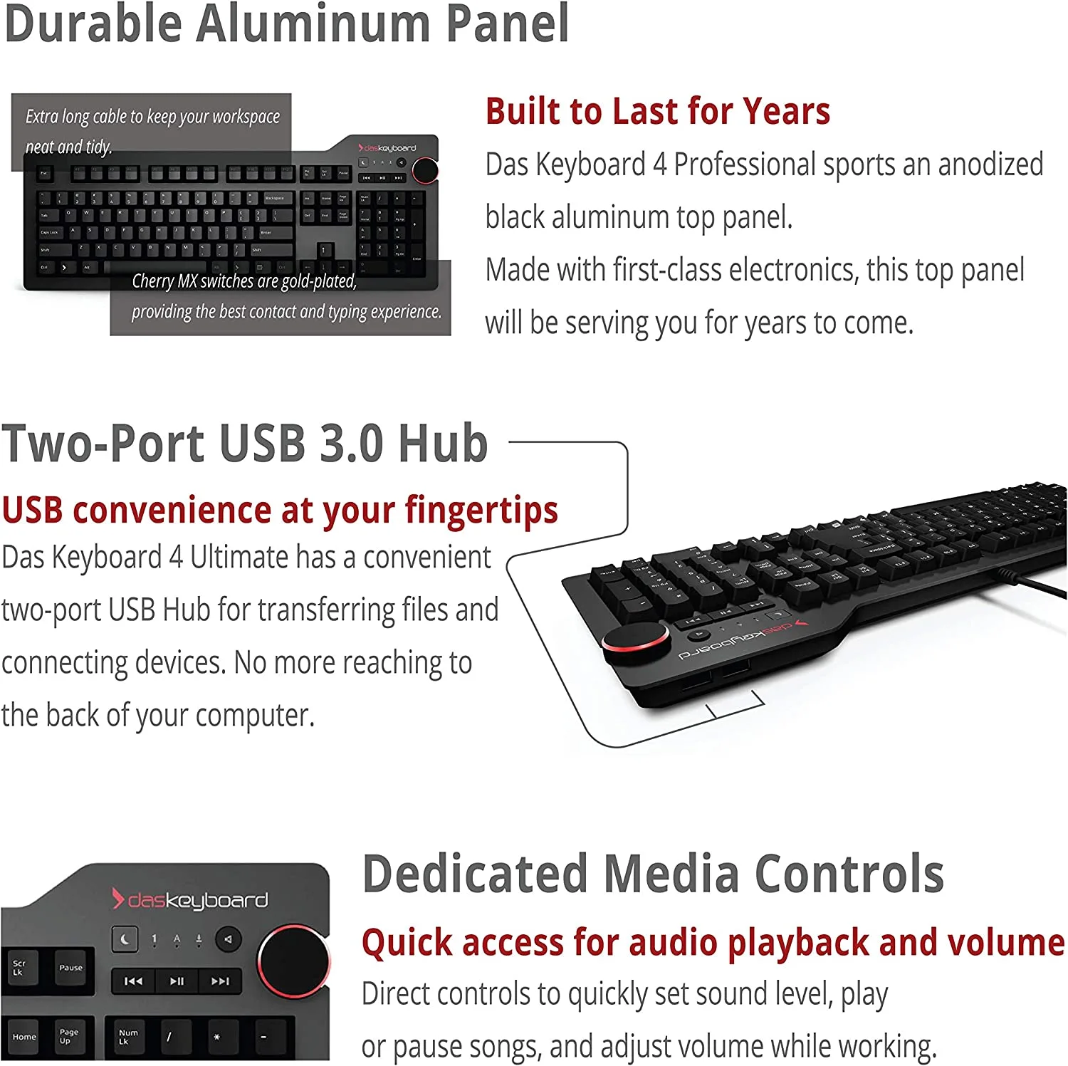 Das Keyboard 4 Professional Wired Mechanical Keyboard, Cherry MX Blue Mechanical Switches