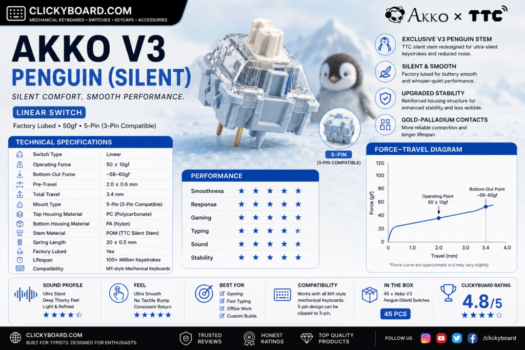 12 Best Akko Linear Switches (2026): Smooth Picks Ranked 24 Akko v3 penguin silent