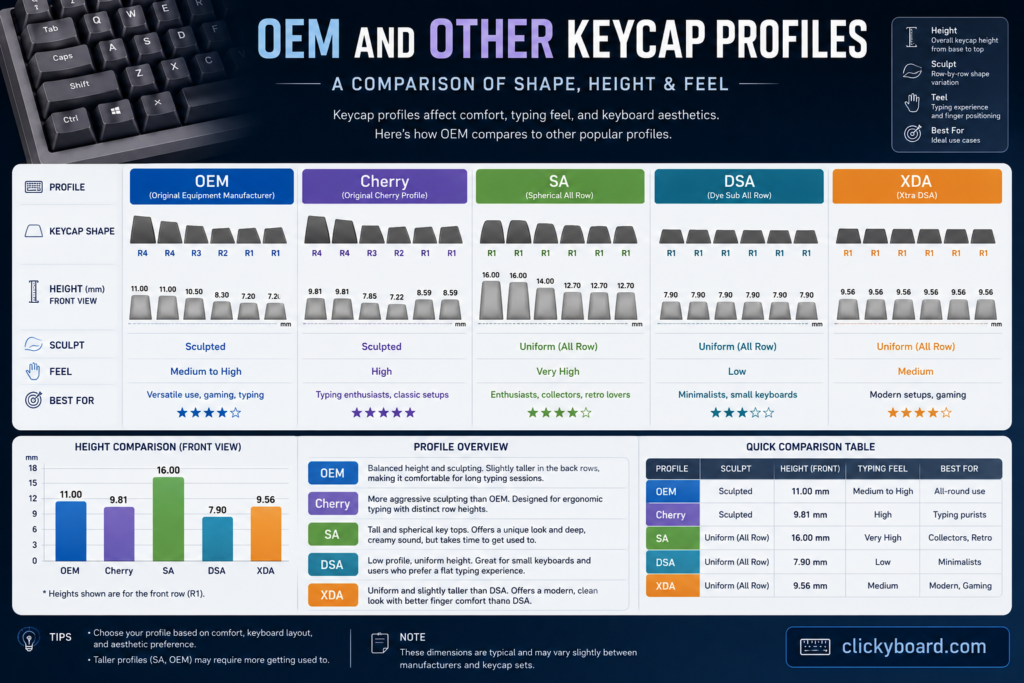 OEM Keycap Profiles: The Complete Guide for Mechanical Keyboards (Updated 2025) 3 OEM-and-Other-Keycap-Profiles