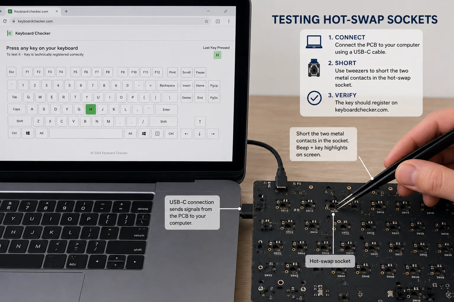 How to Build a Custom Mechanical Keyboard: Beginner's Guide (2026) 6 Testing PCB before installing switches