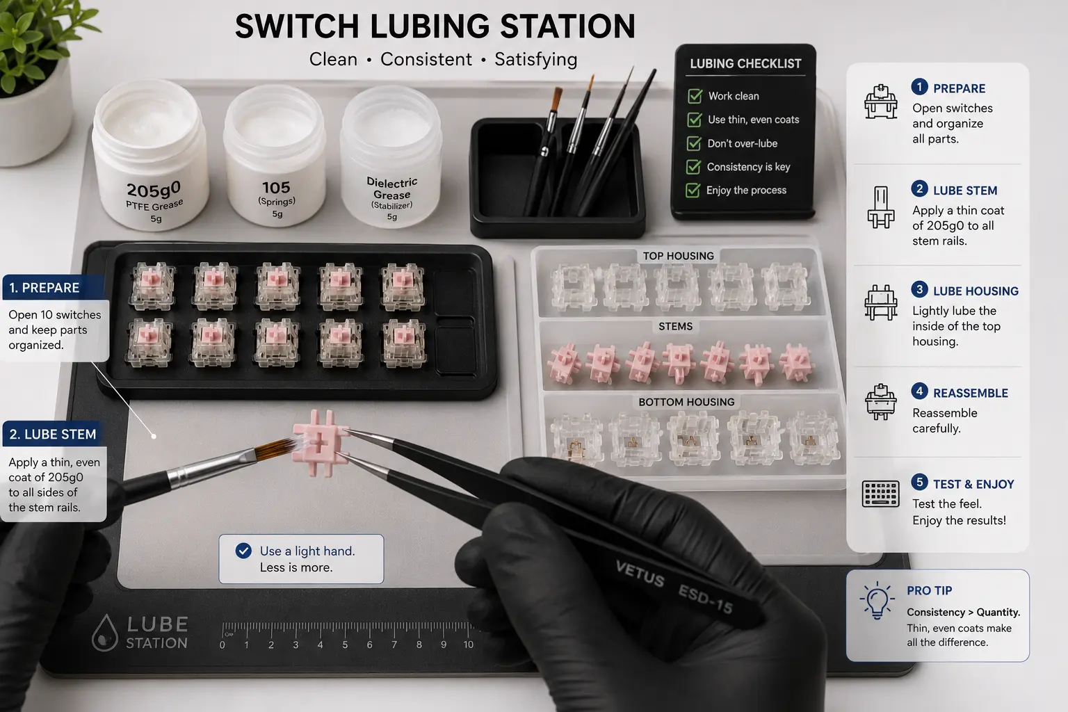 How to Build a Custom Mechanical Keyboard: Beginner's Guide (2026) 7 Lubing switches for smooth keystrokes