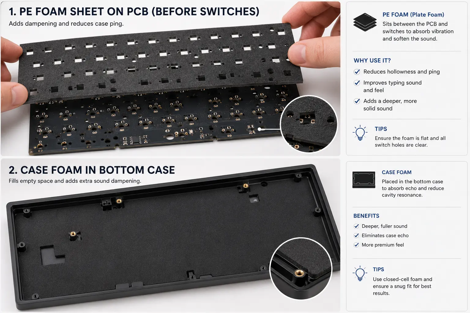How to Build a Custom Mechanical Keyboard: Beginner's Guide (2026) 9 Adding foam dampening to keyboard
